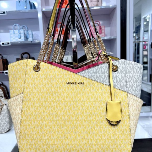 Michael Kors Colorblock Daffodil & Gray Shoulder Bag - New - Picture 4 of 4